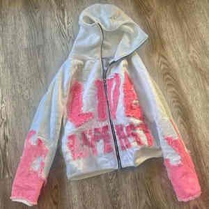 Sudadera con capucha recortada térmica con cremallera gráfica personalizada Vintage bordado Patchwork peso pesado apliques desgastados lavado ácido de piedra - Product Image 4