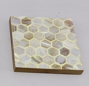 Wooden Coaster <b>Set</b> <b>Square</b> Wave Pattern Drink Coasters Eco Friendly Handmade Table Mats - Product Image 2