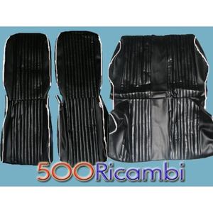 FIAT 500 F L Sportiva Tappetzeria complète Noir Housses de sièges avec profilés Bianchi - Product Image 1