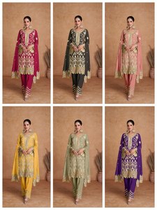 Salwar Kameez pakistaní listo para usar, de piel y seda jacquard, para fiestas formales de invierno, para mujeres, estilo desi y saludable, nueva moda, colorido. - Product Image 6