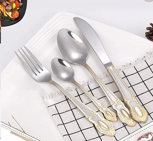 Ensemble de couverts en argent de luxe, acier inoxydable, 4 pièces, avec poignée design, vaisselle, ensemble de couverts, poli mat, pour hôtel - Product Image 6