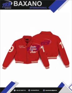 Chaqueta Universitaria para Mujer de la Hermandad Delta Sigma Theta, Chaqueta Corta de Invierno, de Lana Transpirable, Resistente al Viento, de Poliéster/Algodón, Rojo Clásico Bordado - Product Image 5