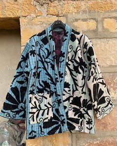 Vintage Kantha Suzani Vestes Coton Kantha Manteau Suzani Broderie Vestes Courtes - Product Image 6