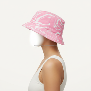 Trendy Pink Marble Swirl Print Bucket <b>Hat</b> Summer Outdoor Cotton <b>Sun</b> <b>Hat</b> for Women & <b>Men</b> Fashionable Beach Fisherman Cap - Product Image 2