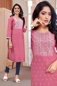 Вискозная вышивка с принтом из вискозы, длинная куртис - Product Image 5