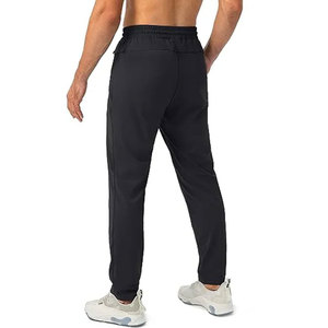 Pantalon de survêtement empilé décontracté en toile avec poches latérales et logo personnalisé pour hommes vente en gros - Product Image 6