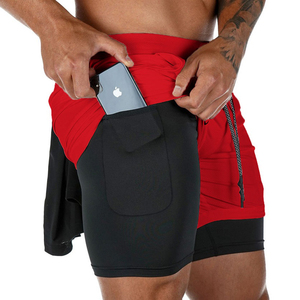 Venta de verano, pantalones cortos dobles de cintura alta para hombres, gimnasio, Fitness, Yoga, botín, estilo informal con patrón de decoración, talla 6XL para deportes - Product Image 3