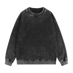 Sweat-shirt à col rond 100% coton vintage pour homme Sweat à capuche surdimensionné à épaules tombantes Streetwear Style vierge en détresse pour l'hiver - Product Image 3