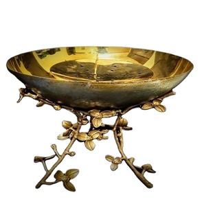 Quemador de incienso con forma redonda, Color dorado, diseño de flores, cuencos de Chocolate, servidor, quemador de incienso, bandeja, velas y fragancia para el hogar - Product Image 1