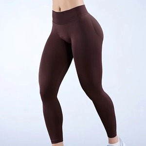 High Quality Women's Fitness <b>Tights</b> Seamless Yoga Pants Low Ribbing High Stretch Leggings for Spring Casual Style Logo Waist - Product Image 3