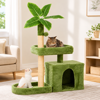Arbre à chat de luxe écologique multi-niveaux en forme de palmier tropical, tour à chat avec griffoir en sisal, condo pour chat en peluche, emballage en carton pour intérieur