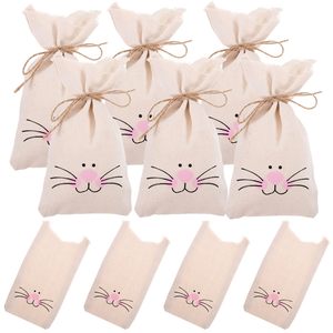 Phục sinh Quà Tặng Linen đay Bag với dây rút Bunny thỏ điều trị kẹo Túi mộc mạc săn bắn Túi Đảng ủng hộ - Product Image 1