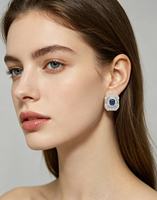 Pendientes Elegantes y Chic con Circonita Azul y Plata 925, Pendientes de Lujo para Mujer, Ideales para Bodas