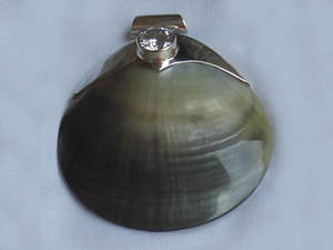 ไม้ถูพื้นเปลือกหอยสีดำประดับอัญมณีสีเงิน เครื่องประดับเปลือกหอย จี้เงินลายเปลือกหอย กรอบสีดำขาว - Product Image 4