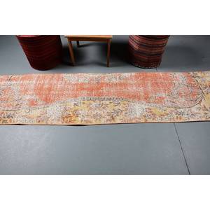 Vintage Turkish Rug Bohemian Orange <b>Yellow</b> Patchwork Design Classic 9x12 Rectangle Style for Entryway <b>Wool</b> Latex 210 X 920cm - Product Image 3