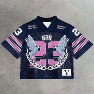 Chemises d'entraînement personnalisées à séchage rapide Rétro Mesh Design Boxy T-shirt surdimensionné Tissu tricoté court pour le football américain Vêtements - Product Image 3