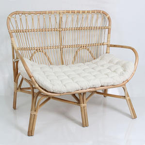 Modern Natural Polished Rattan Loveseat Sofa Chair Cushion Handwoven Wicker Bench Eco-Friendly Entry Park for <b>Patio</b> Living Room - Product Image 2