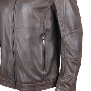 Chaquetas informales de cuero para hombre, chaqueta de cuero genuino 100%, chaquetas de moda de cuero marrón2025, el mejor proveedor OEM ODM - Product Image 5