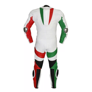 Combinaison de course de moto 1 pièce en cuir de vachette blanc bicolore pour hommes Protections CE Armor Plus Size Printed Motorcycle Riding - Product Image 3