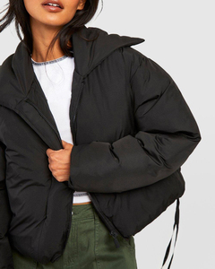 Chaqueta acolchada para mujer, chaquetas y abrigos de invierno recortados negros, chaqueta acolchada larga de invierno de talla grande, abrigos de plumón para mujer - Product Image 3