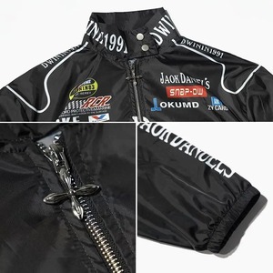 Veste de course d'hiver en cuir véritable en toile Hommes Casual Zipper Long Sleeve Black Vintage High Street Style Waterproof Breathable - Product Image 4