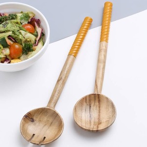 Ensemble de cuillères de service en bois d'acacia et résine, logo personnalisé, antiadhésif, écologique, ustensiles de cuisine, ensemble de cuisine, vente chaude - Product Image 1