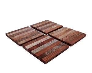 Loon Peak Art Deco Style Walnut Wood Square <b>Coasters</b> Multi-Tone Handmade Reusable <b>Drink</b> Mat Pad Tabletop Protector <b>for</b> Cold - Product Image 2