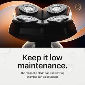 Rasoir de voyage pour homme à quatre lames rotatives, étanche IPX7, chargement USB-C, support magnétique pour lames, rasoir facial de rechange pour le soin du corps - Product Image 6