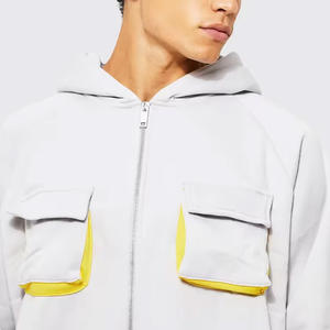 2025 nuevos diseños personalizados para hombres Jogger y Zip up Hoodie Set 100% chándal de lana de algodón para invierno con 6 bolsillos - Product Image 3