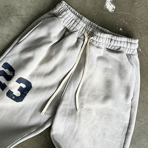 Pantalon de survêtement ample pour homme de haute qualité, logo personnalisé imprimé, délavé à l'acide, toile épaisse, tricoté, délavé au soleil, 100% coton - Product Image 5