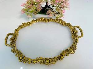 Bandeja decorativa de metal de hierro con acabado antiguo, perfecta para interiores rústicos y modernos, ideal para servir o exhibir - Product Image 5