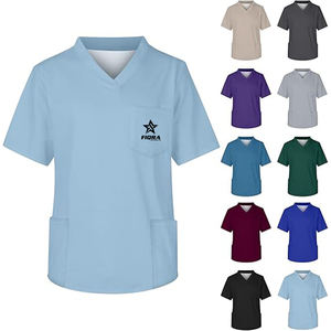 Uniforme Médico de Algodón 100% de Manga Corta Elástica para Médicos y Enfermeras, Venta al por Mayor OEM - Product Image 1