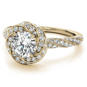 Bague en forme de fleur de rose avec pierre moissanite intégrée sur une bande torsadée en argent 925 Bague en or de designer personnalisée et élégante - Product Image 2