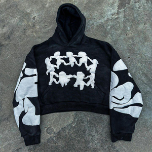 Sweat à capuche surdimensionné épais et lourd en coton avec logo personnalisé 500GSM 600GSM pour hommes - Product Image 6