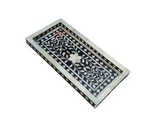 Vaisselle Occasion de Noël Plateau en incrustation d'os avec motifs floraux Plateau de service en incrustation d'os pour la maison et l'hôtel - Product Image 2