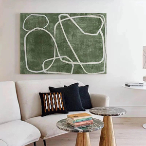 Green Minimalist <b>Abstract</b> <b>Canvas</b> Art Print Digital Printing Indoor Wall Decor No Frame 4 Color Ink On <b>Canvas</b> - Product Image 4
