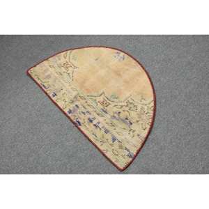 Tapis turc beige vintage 2.4x1,5 pieds fait à la main classique grande surface rectangle motif abstrait pour salon chambre à coucher pour couloir - Product Image 2