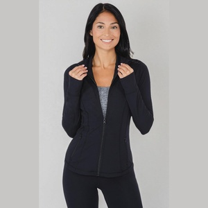 Chaqueta Deportiva de Manga Larga con Cierre para Mujer, Ropa de Gimnasio Transpirable con Bolsillos, Ropa Deportiva Tejida para Yoga - Product Image 1