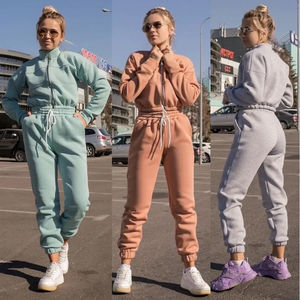 Ensemble survêtement jogging en molleton de coton biologique avec veste à capuche zippée et pantalon de survêtement streetwear d'hiver avec logo personnalisé - Product Image 1