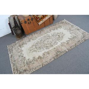 Tapis d'appoint vintage 3,6x6,6 pi (111x202 cm), tapis turc blanc à motifs floraux - Product Image 1