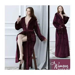 OEM Set jubah mandi 100% katun, gaun malam rajut dengan fitur pendingin ukuran XS warna cokelat untuk Spa dan Mandi
