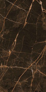 เครื่องลายครามมันวาวสีน้ำตาลขนาด600x1200มม. ลวดลายหินอ่อนทันสมัยหรูหราสำหรับผนังวิลล่าสระว่ายน้ำห้องโถงการตกแต่งภายในห้องน้ำ - Product Image 4