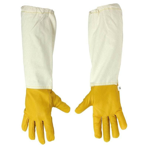 Guantes de apicultura de cuero de piel de cabra blanca de Venta caliente, lona de manga larga, protección, precio barato, OEM/ODM disponible - Product Image 2