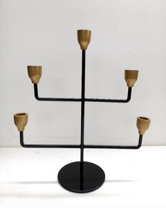 Contemporary Gold Aluminium <b>Taper</b> Candelabra Steel Metal Stand for Christmas Weddings Living Room Decor Wood <b>Candle</b> Holders - Product Image 1