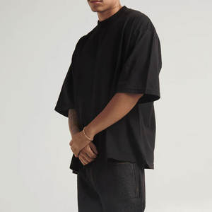 T-shirt en coton surdimensionné pour hommes, manches courtes, col ras du cou, poche solide, hauts d'entraînement basiques - Product Image 2