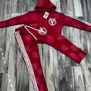 Survêtements et pantalons de survêtement évasés pour hommes, 100% coton molletonné, broderie usée, lavage à l'acide - Product Image 3