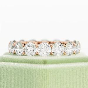 วงแหวนเพชรรูปตัวยูสำหรับปลูกในห้องปฏิบัติการ4.8CT แหวนเพชร CVD ประดับเพชรวงแต่งงานสีเหลืองทองเต็มรูปแบบสำหรับซ้อน - Product Image 2