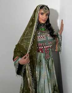 Robes afghanes tendance à prix de gros, logo personnalisé, style indien pakistanais afghan, motifs tribaux vintage, robes de mariée - Product Image 4