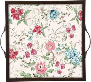 Bandejas para servir de madera rústica hechas a mano Bandejas impresas elegantes decorativas de comedor de MDF de lujo únicas Eco-Friendly para hogares - Product Image 1