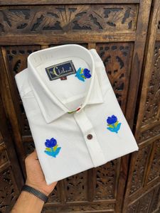 Camisa de algodón de moda para hombre, traje estampado de manga completa de trabajo bordado para reuniones de trabajo, reuniones sociales, moderno y elegante, transpirable - Product Image 4